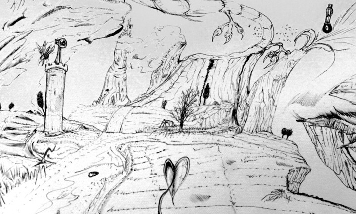 Dessin intitulée "Imagination" par Rodolphe Persée, Œuvre d'art originale, Stylo à bille