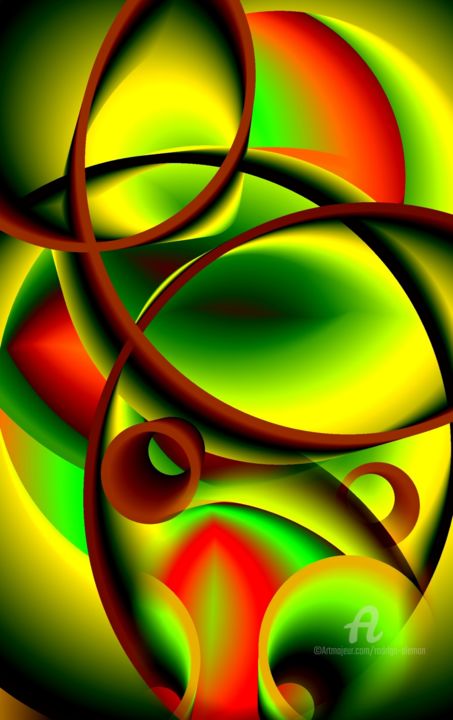 Digitale Kunst mit dem Titel "Wormholes" von Rüdiger Lehmann, Original-Kunstwerk, Digitale Malerei