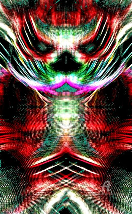 Arts numériques intitulée "Neon cat" par Rüdiger Lehmann, Œuvre d'art originale, Peinture numérique