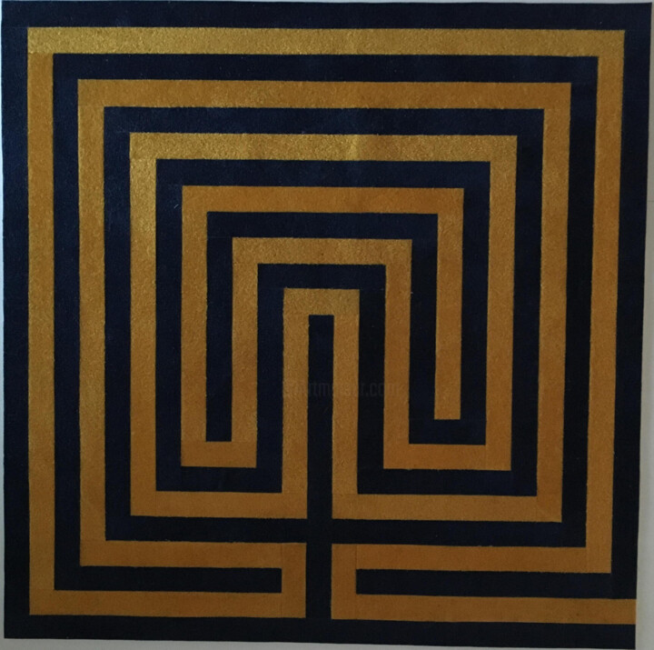 Collages intitulée "labirinto ouro sobr…" par Rodrigo Miguel, Œuvre d'art originale, Papier