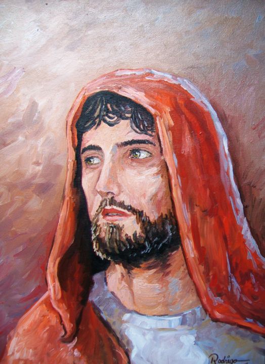 Painting titled "Jesus" by Rodrigo Silva, Original Artwork, Oil