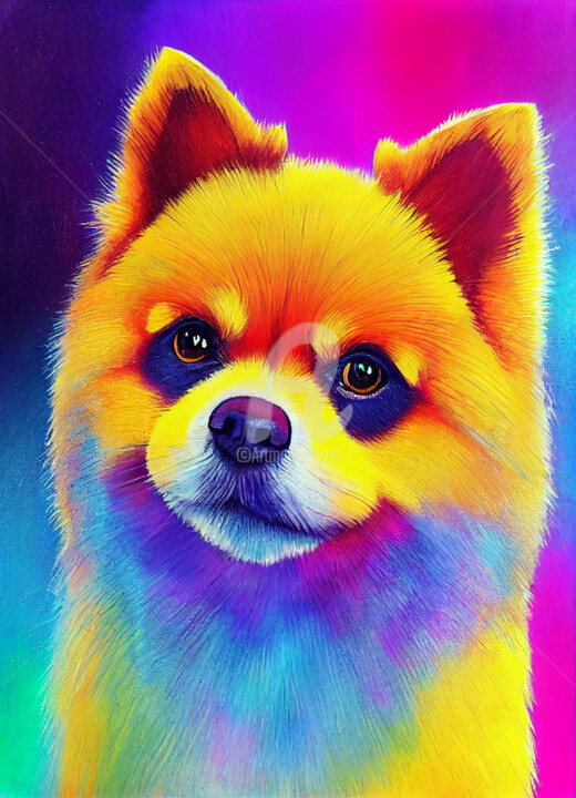 Digital Arts titled "Lulu da Pomerânia" by Rodrigo Teixeira, Original Artwork, Digital Painting