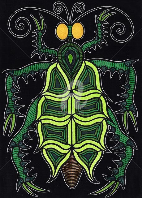 Peinture intitulée "besouro verde" par Rodrigo Ferrario, Œuvre d'art originale