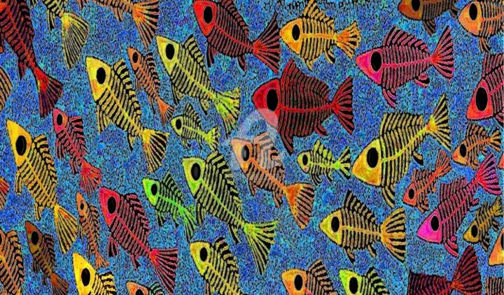 Peinture intitulée "Fugatur Pisces" par Rodrigo Ferrario, Œuvre d'art originale