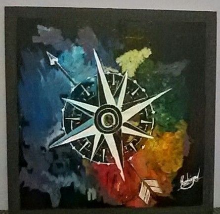 Pintura intitulada "Roda dos ventos" por Digo, Obras de arte originais, Acrílico