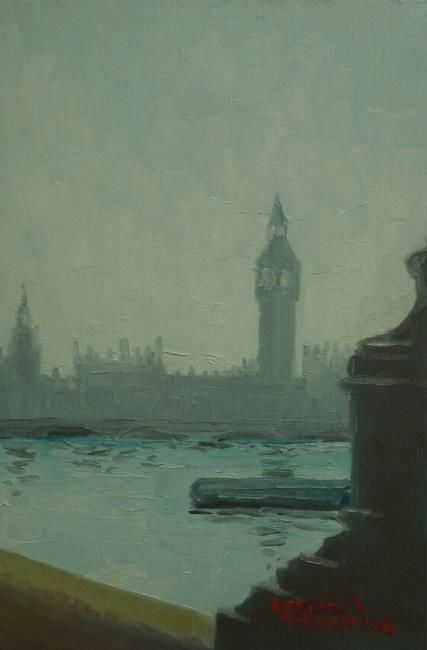 Pintura intitulada "London skyline" por Rodrigo Trevisan, Obras de arte originais