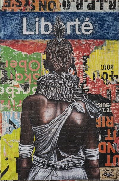 Collages intitulée "MASAI" par Rodrigue Grego, Œuvre d'art originale, Collages