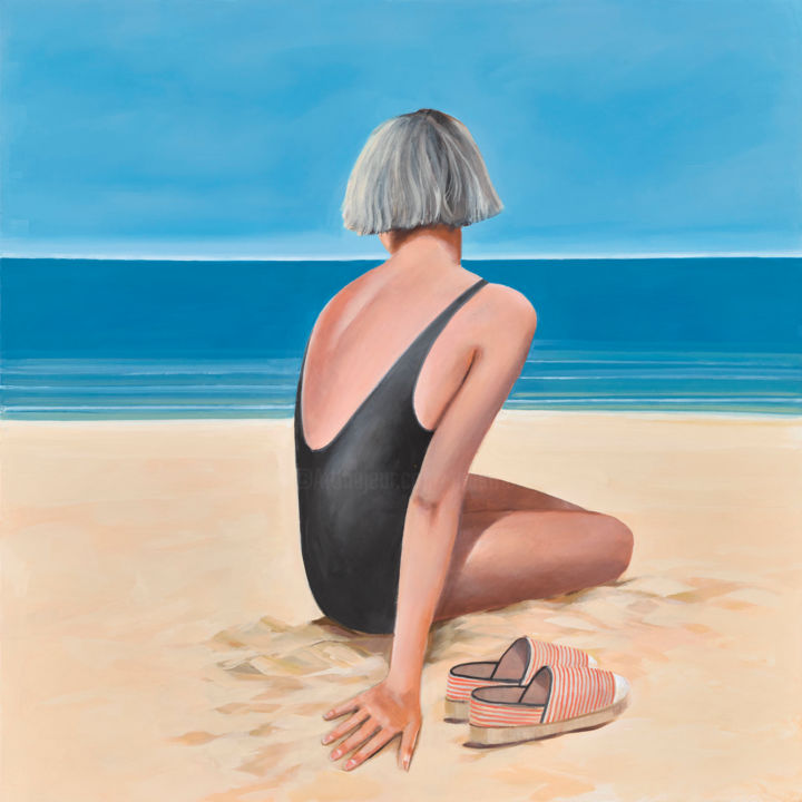 Painting titled "sur-la-plage.jpg" by Rod Stribley, Original Artwork, Acrylic