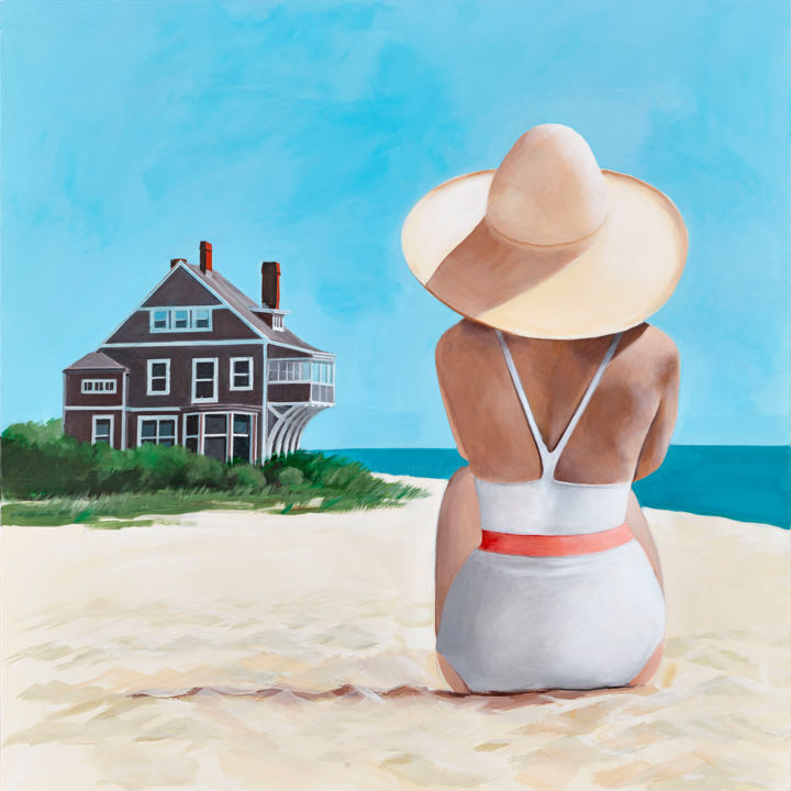 Peinture intitulée "la-plage-des-hampto…" par Rod Stribley, Œuvre d'art originale, Acrylique
