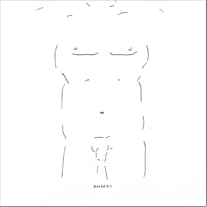 Drawing titled "Rodvin nude (DHRD01)" by Rodvin Davis (Art Model), Original Artwork, Ballpoint pen