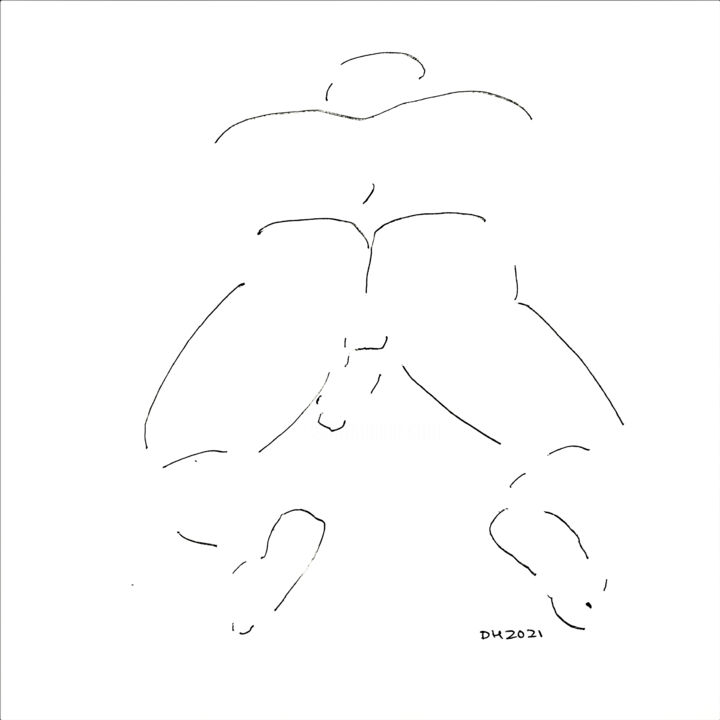 Dessin intitulée "Rodvin nude (DHRD03)" par Rodvin Davis (Art Model), Œuvre d'art originale, Stylo à bille