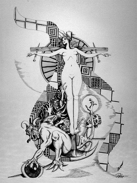Dessin intitulée "crucifiction" par Rodykop, Œuvre d'art originale, Autre
