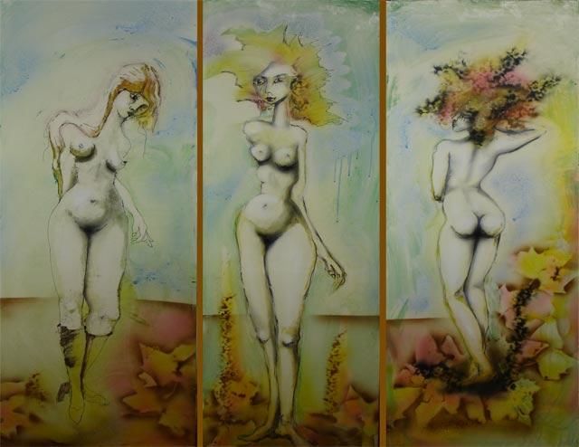 Painting titled "tryptique" by Rodykop, Original Artwork, Oil