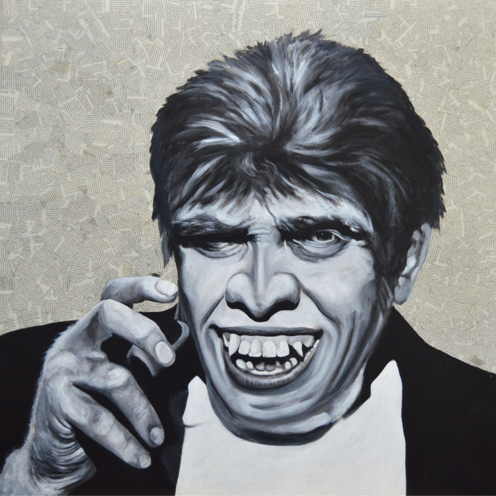 Painting titled "MR.HYDE" by Roge Fdez, Original Artwork, Acrylic Mounted on Wood Panel