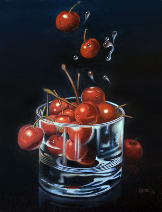 Pintura titulada "cerezas.jpg" por Rogelio Ramallo, Obra de arte original, Oleo