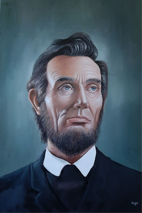Pintura titulada "Abraham Lincoln" por Rogelio Ramallo, Obra de arte original, Oleo