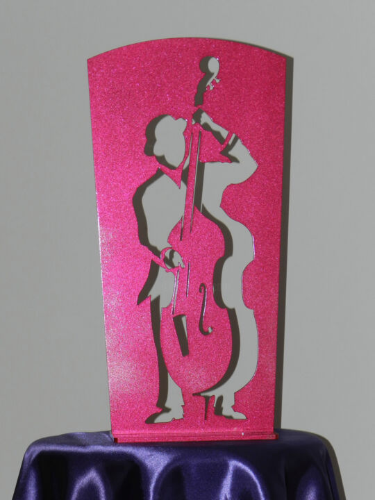Sculpture intitulée "Le contrebassiste d…" par Roger Drouin, Œuvre d'art originale, Métaux