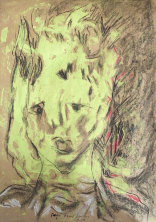 Dessin intitulée "FIN DE PARTI...COVI…" par Roger Ernest Jankow, Œuvre d'art originale, Pastel