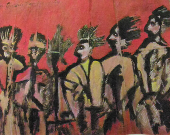 Dibujo titulada "Des peaux rouges cr…" por Roger Ernest Jankow, Obra de arte original, Témpera