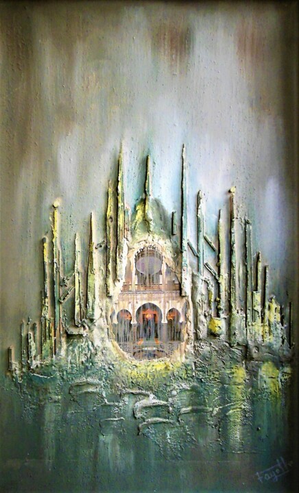 Peinture intitulée "Palais à Venise" par Roger Fayolle, Œuvre d'art originale, Collages