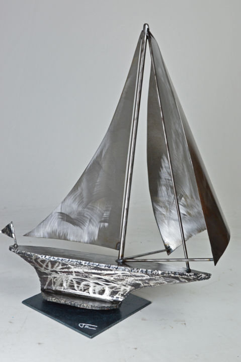 Sculpture titled "VOILE" by Roger Flores, Original Artwork, Metals