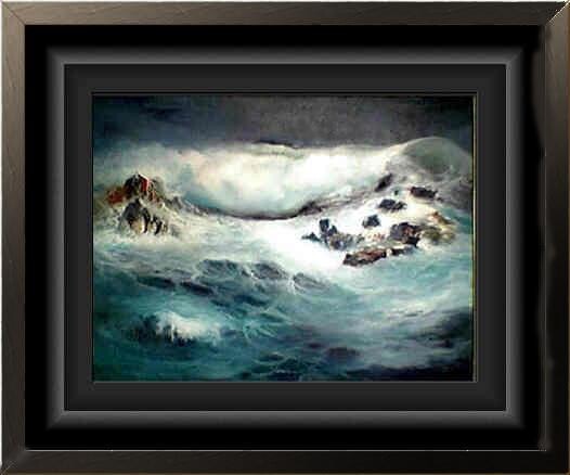 Pittura intitolato "luce nel mare mosso" da Roger Harb, Opera d'arte originale