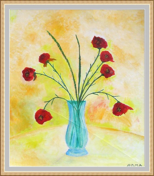 Painting titled "les-coquelicots-200…" by Ro Ma, Original Artwork