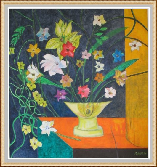 Painting titled "fleurs-2009.jpg" by Ro Ma, Original Artwork