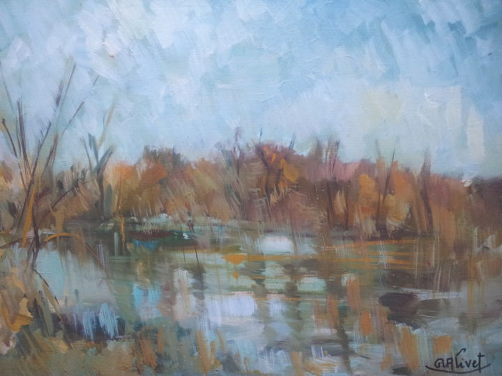 Peinture intitulée "Quand automne en bo…" par Roger Livet, Œuvre d'art originale, Huile