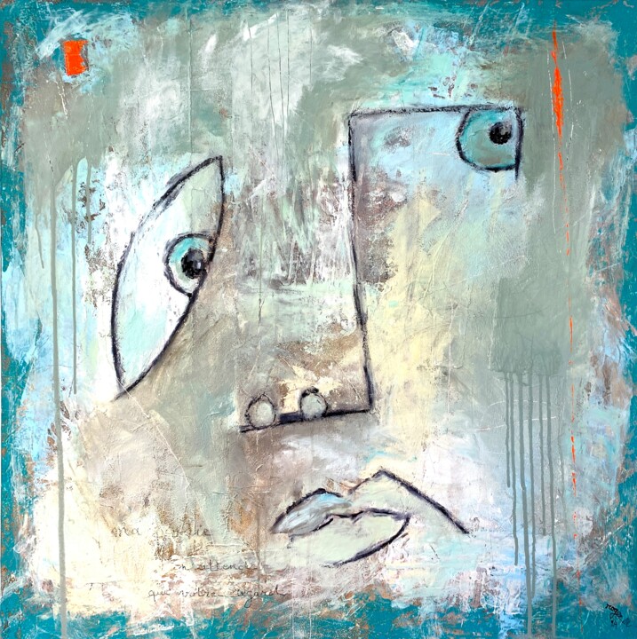 Painting titled "Poésie 3" by Roger.M, Original Artwork, Acrylic Mounted on Wood Panel