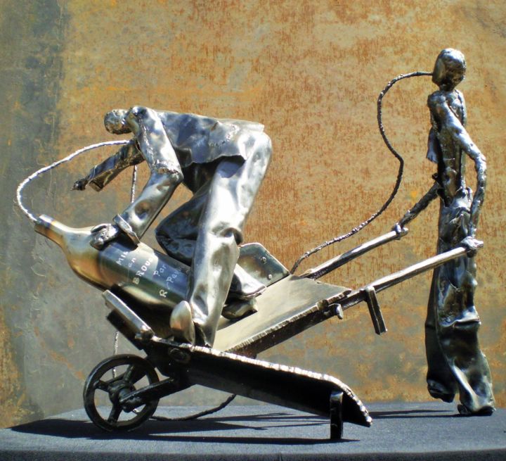 Sculpture titled "Sur le retour du Mâ…" by Roger Peulvey, Original Artwork, Metals