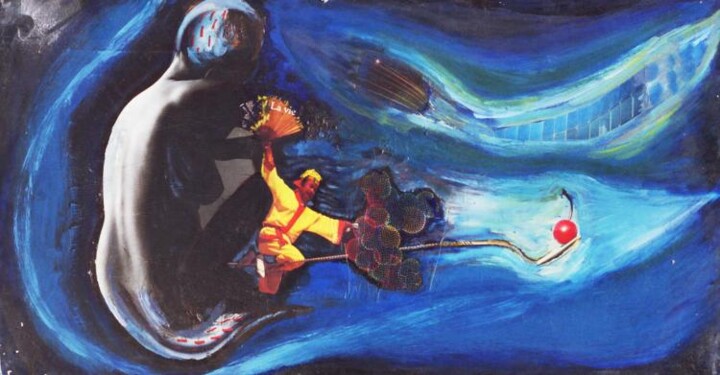 Peinture intitulée "maternite" par Roger Ychai, Œuvre d'art originale, Huile