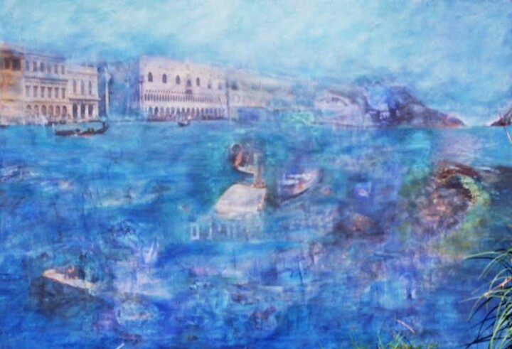 Painting titled "venise-ocean" by Roger Ychai, Original Artwork, Oil