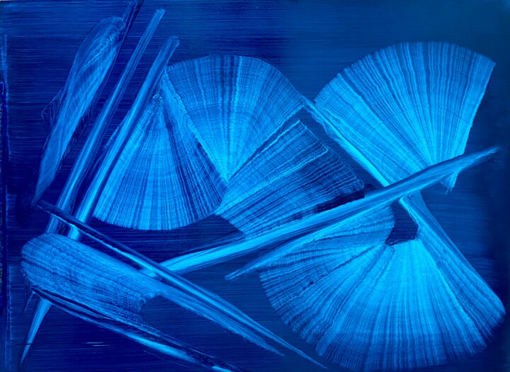 Malarstwo zatytułowany „Blue space” autorstwa Roger Birbaum, Oryginalna praca, Olej Zamontowany na Drewniana rama noszy