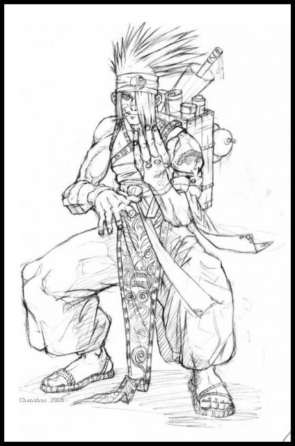 绘画 标题为“古代的商人武士” 由Roger Chen, 原创艺术品