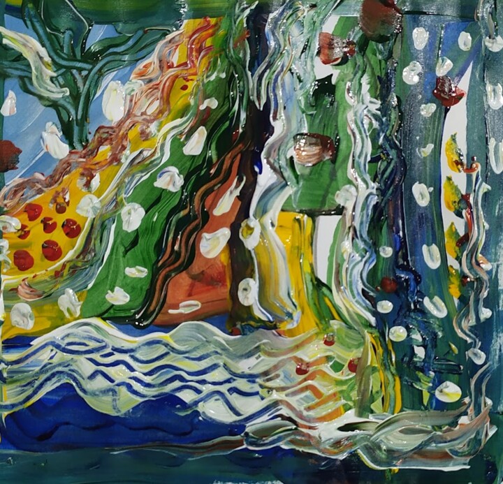 Peinture intitulée "cachoeira 13,5 x 13…" par Rogerio G. De Campos, Œuvre d'art originale, Acrylique