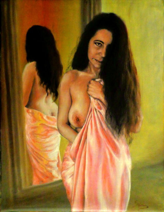 Pintura intitulada "artistic nude with…" por Rogério Silva, Obras de arte originais, Óleo