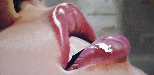 Peinture intitulée "Lips II" par Roger Licot, Œuvre d'art originale, Huile
