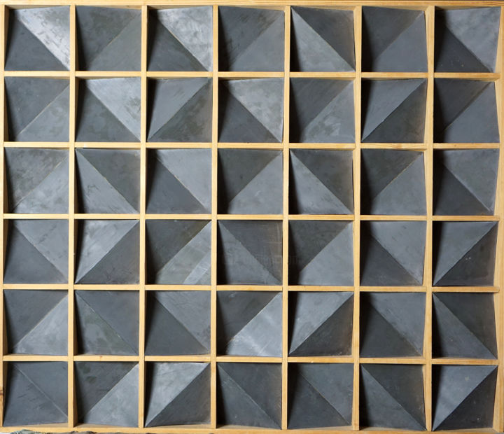 Collages getiteld "Squares" door Rogerus, Origineel Kunstwerk, Metalen