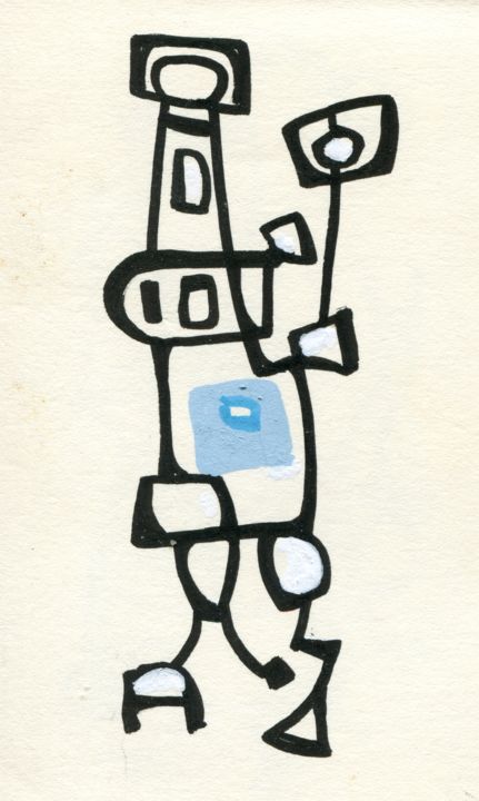 Drawing titled "Blue H" by Rogerus, Original Artwork, Acrylic