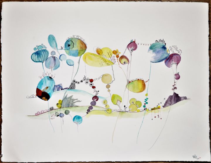 Peinture intitulée "Rêve G4" par Marierf, Œuvre d'art originale, Aquarelle