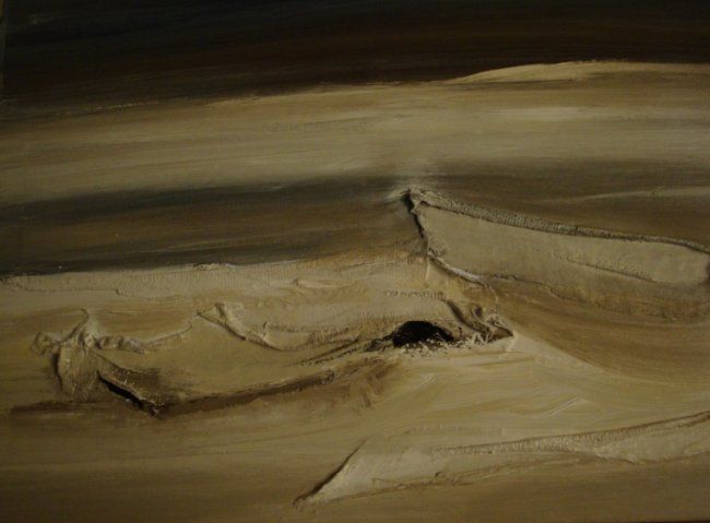Painting titled "Sous le sable" by Marierf, Original Artwork, Oil