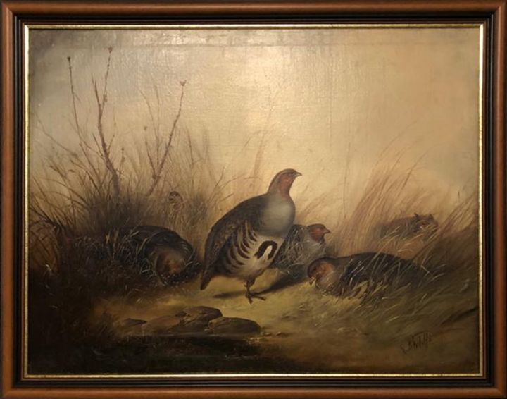 Картина под названием "Partridge and Fox b…" - Rohlfs Adolf, Подлинное произведение искусства, Масло