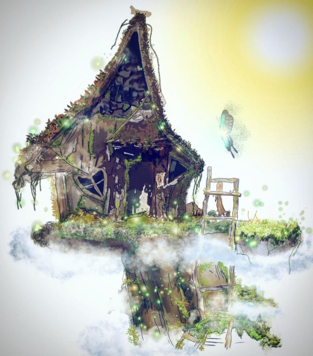 Digital Arts titled "Fairy home" by Rois Jaelani, Original Artwork, Digital Painting