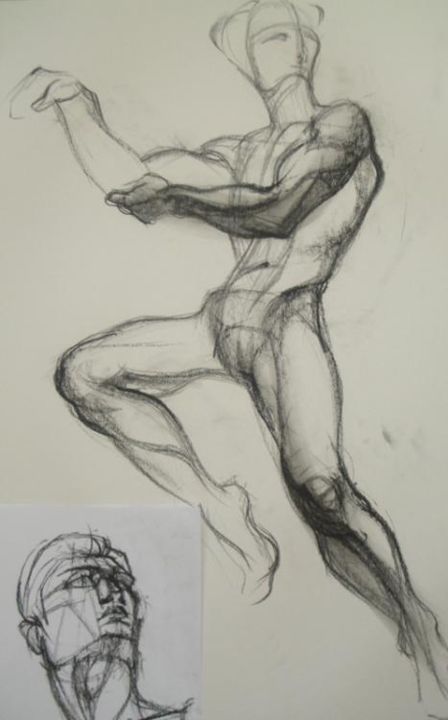 Dibujo titulada "El Hombre-2" por Pepe Serra, Obra de arte original