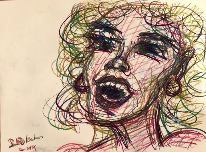 Dessin intitulée "Marilyn Monroe, raw…" par Rok Blenkuš, Œuvre d'art originale, Pastel