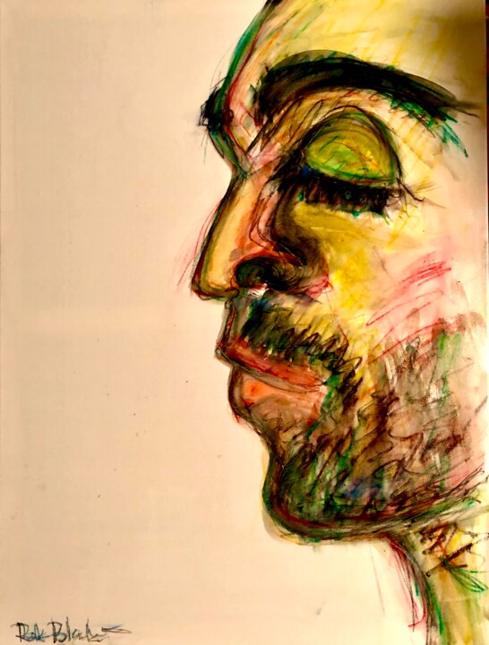 Drawing titled "calm" by Rok Blenkuš, Original Art, Watercolor Mounted on Stretcher frame