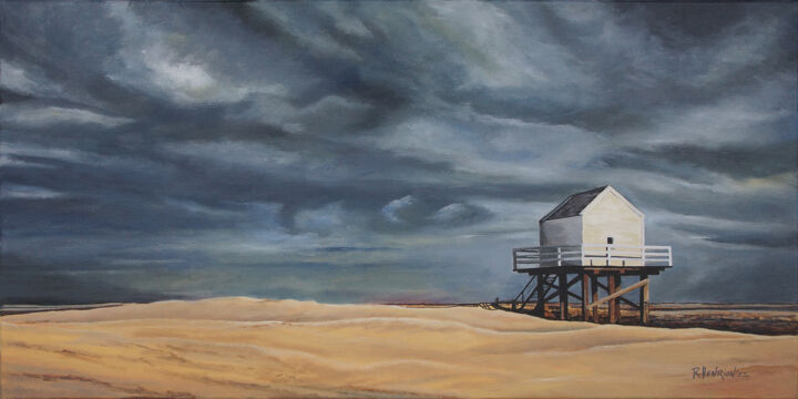 Painting titled "Dramatic sky over V…" by Roland Henrion, Original Artwork, Acrylic Mounted on Wood Stretcher frame