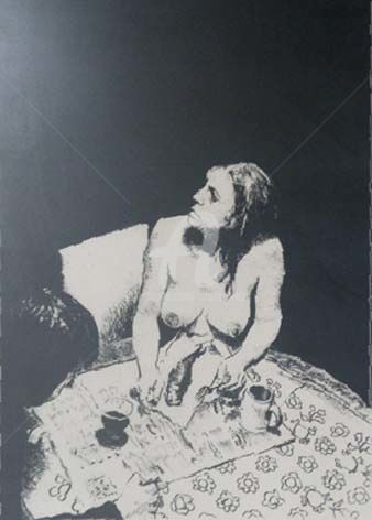 Malerei mit dem Titel "Sans Paroles Litho 2" von Roland Delcol, Original-Kunstwerk, Tinte