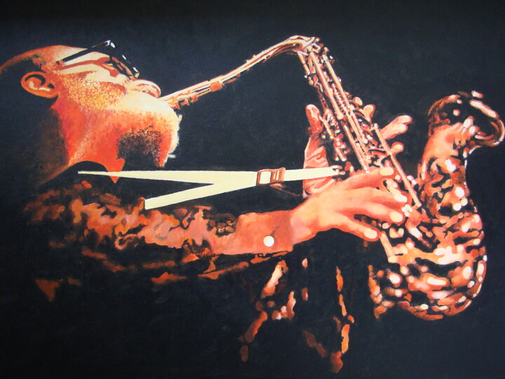 Schilderij getiteld "SONNY ROLLINS" door Roland Gaden, Origineel Kunstwerk, Acryl